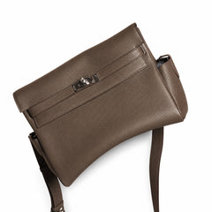 Kelly Messenger messenger bag, large size, pewter gray Togo leather, 🉑Pre-order Togo calfskin messenger bag. - Flap with swivel hardware - Large internal zip pocket - Internal front pocket - 2 externa