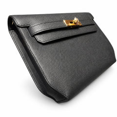 kelly Depeches 25cm Epsom leather 89 Noir black top handcrafted! Counter quality!