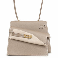 Kelly Desordre 20cm Sellier double-sided Epsom original palm print leather ck18 elephant gray Etoupe gold buckle GHw top hand sewing