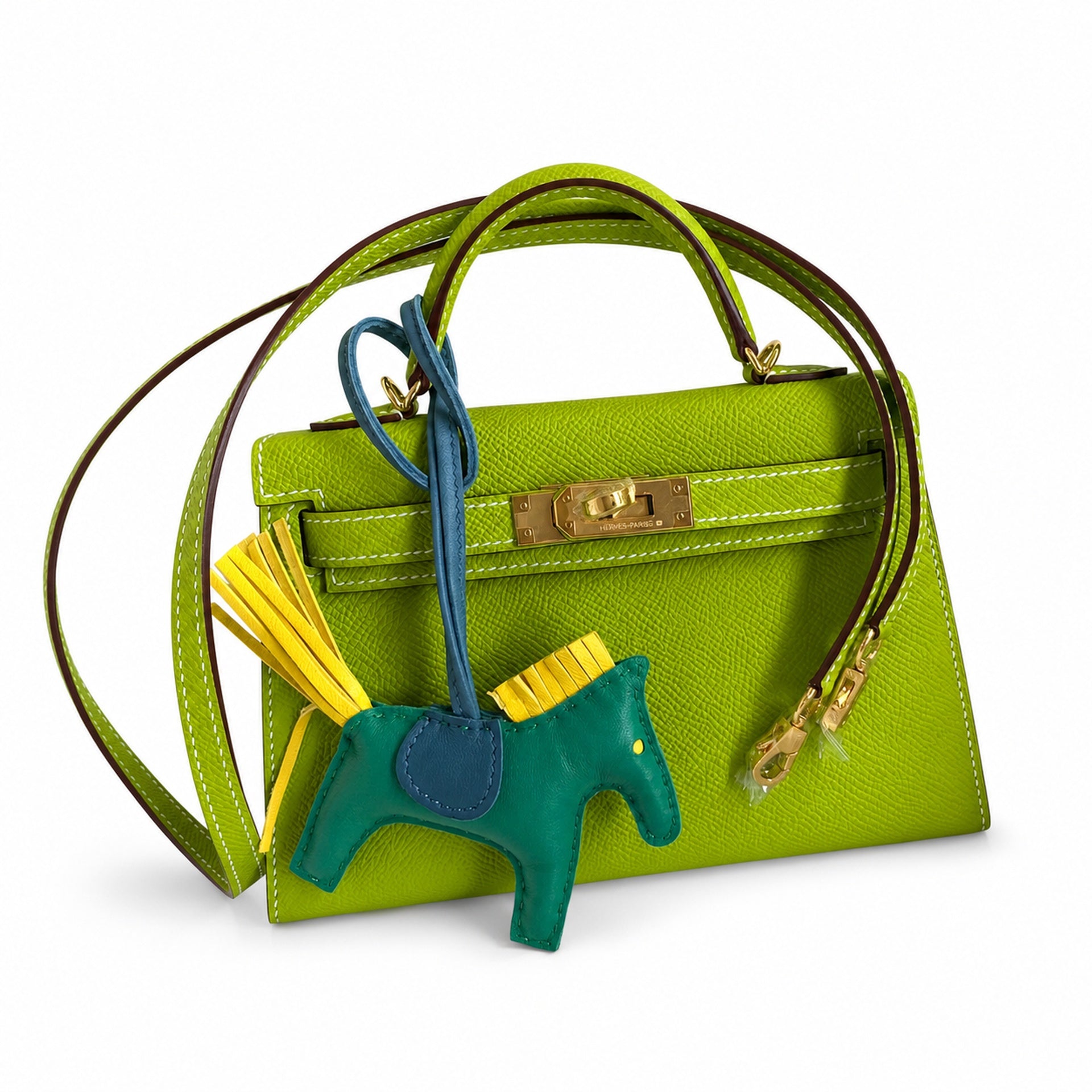 Fully hand-sewn👉Second generation Mini Kelly 19cm imported Epsom leather apple green gold buckle
