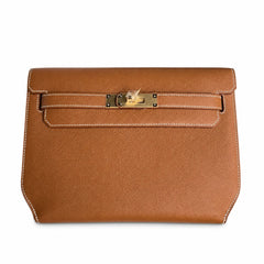 Customer order💕 kelly depeches25 golden brown epsom gold buckle hand-stitched men's handbag🎉