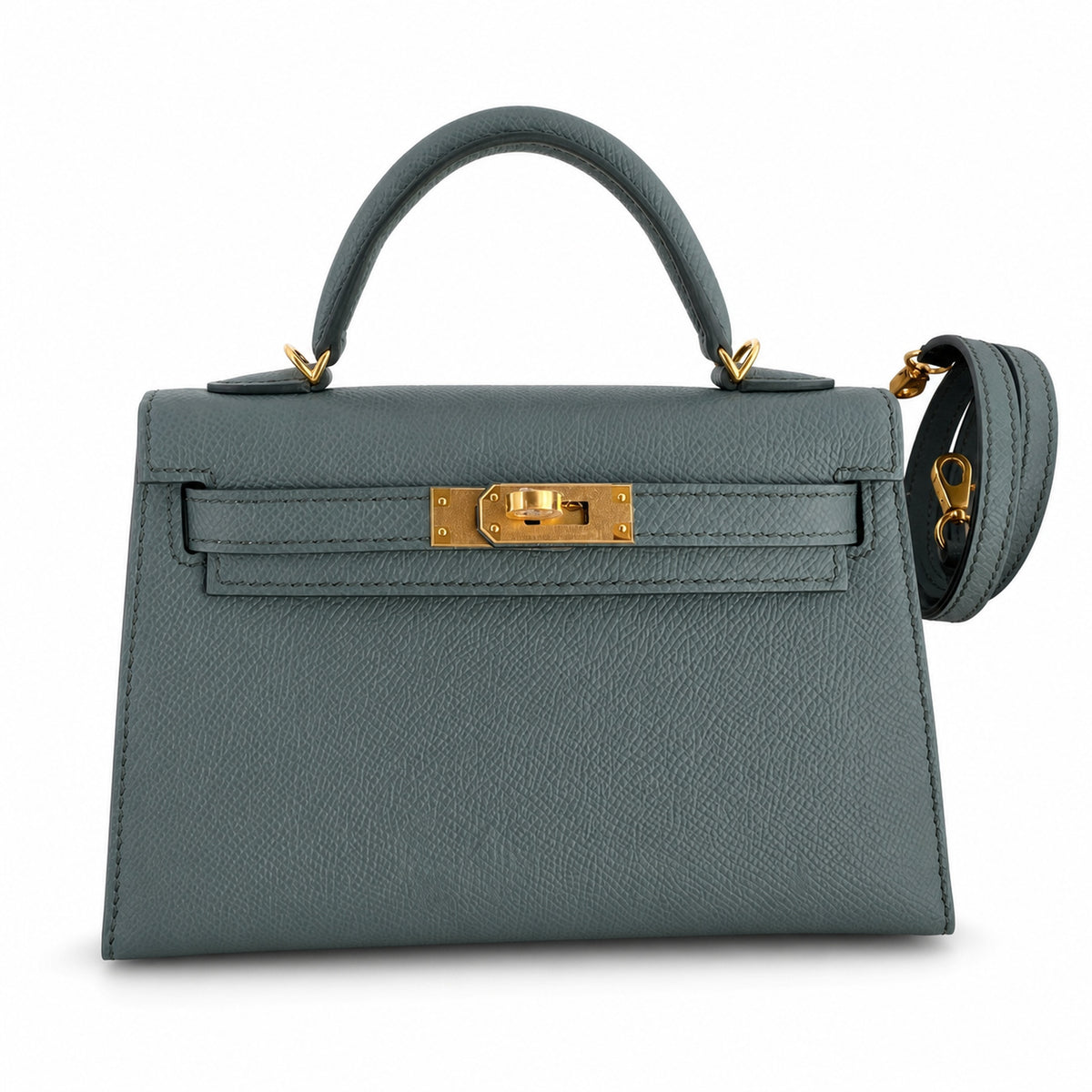 Fully hand-sewn👉Second generation Mini Kelly 19cm imported Epsom leather almond green gold buckle