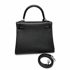 Kelly25cm, ck89/black, togo, silver, all handmade‼ Kelly 25cm, black, calfskin, silver buckle, top hand-stitched wax thread, high-end handmade exclusive customization‼ ️Purely hand-made nails, hand-en