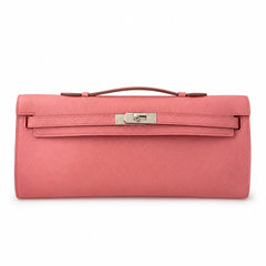 Kelly cut 31 clutch epsom milkshake powder silver buckle in stock