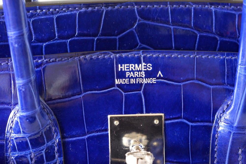 👜Birkin 35 Bag Vivid Electric Blue Porosus Crocodile Palladium