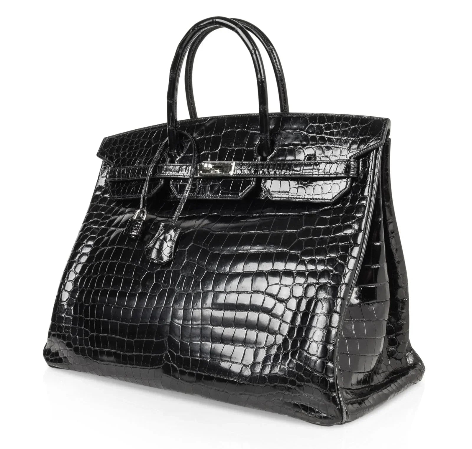 👜Birkin 40 Bag Black Porosus Crocodile Palladium