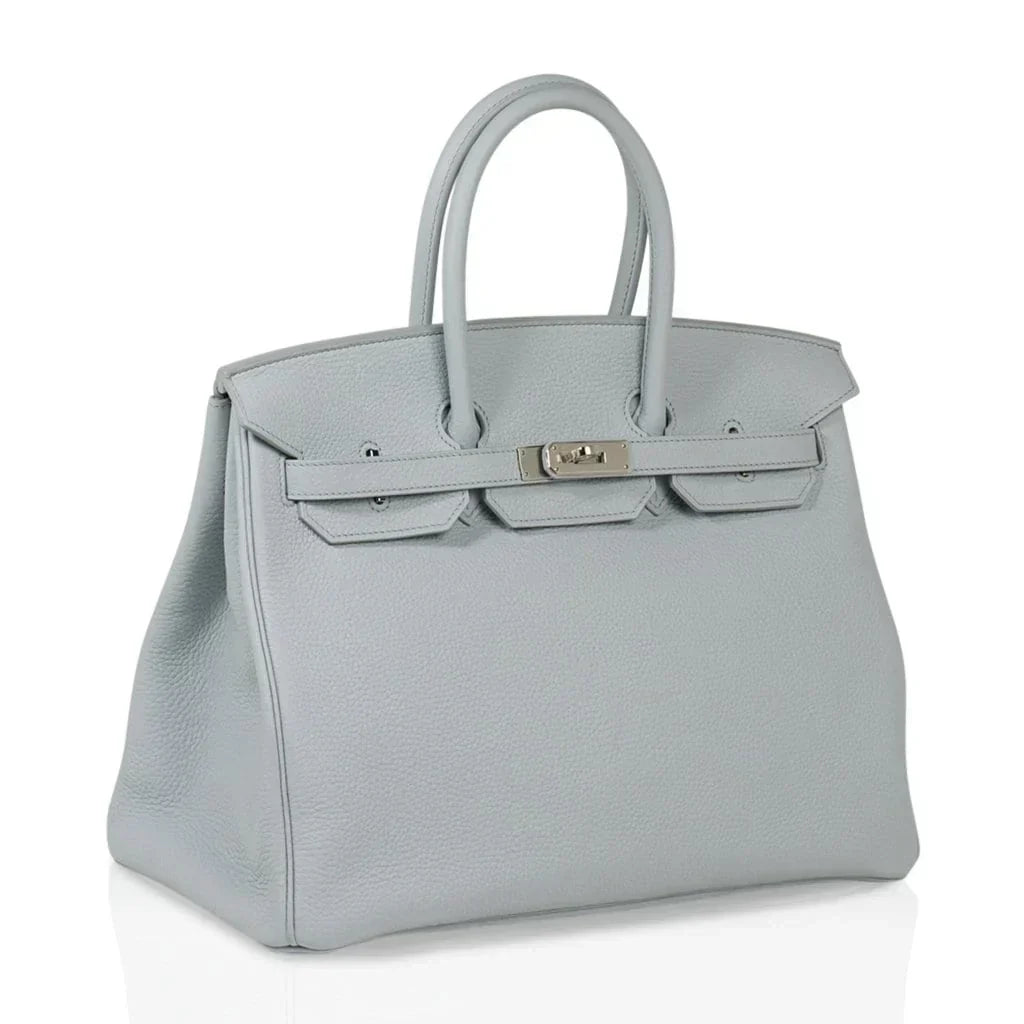 👜Birkin 35 Bag Blue Bleu Pale Togo Palladium Hardware