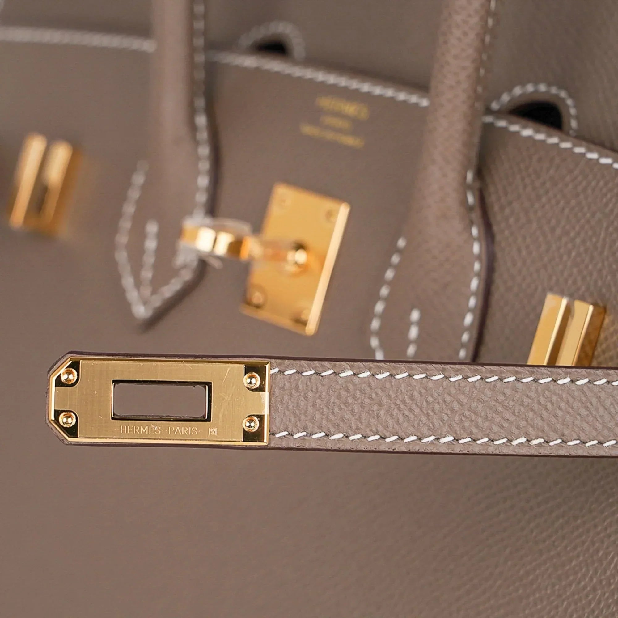 👜Birkin Sellier 25 Etoupe Gold Hardware Epsom Leather New w/Box
