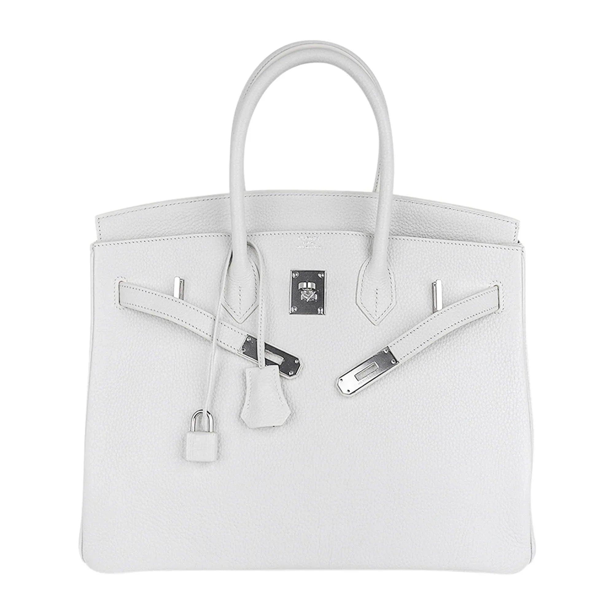 👜Birkin 35 Bag White Clemence Leather with Palladium Hardware