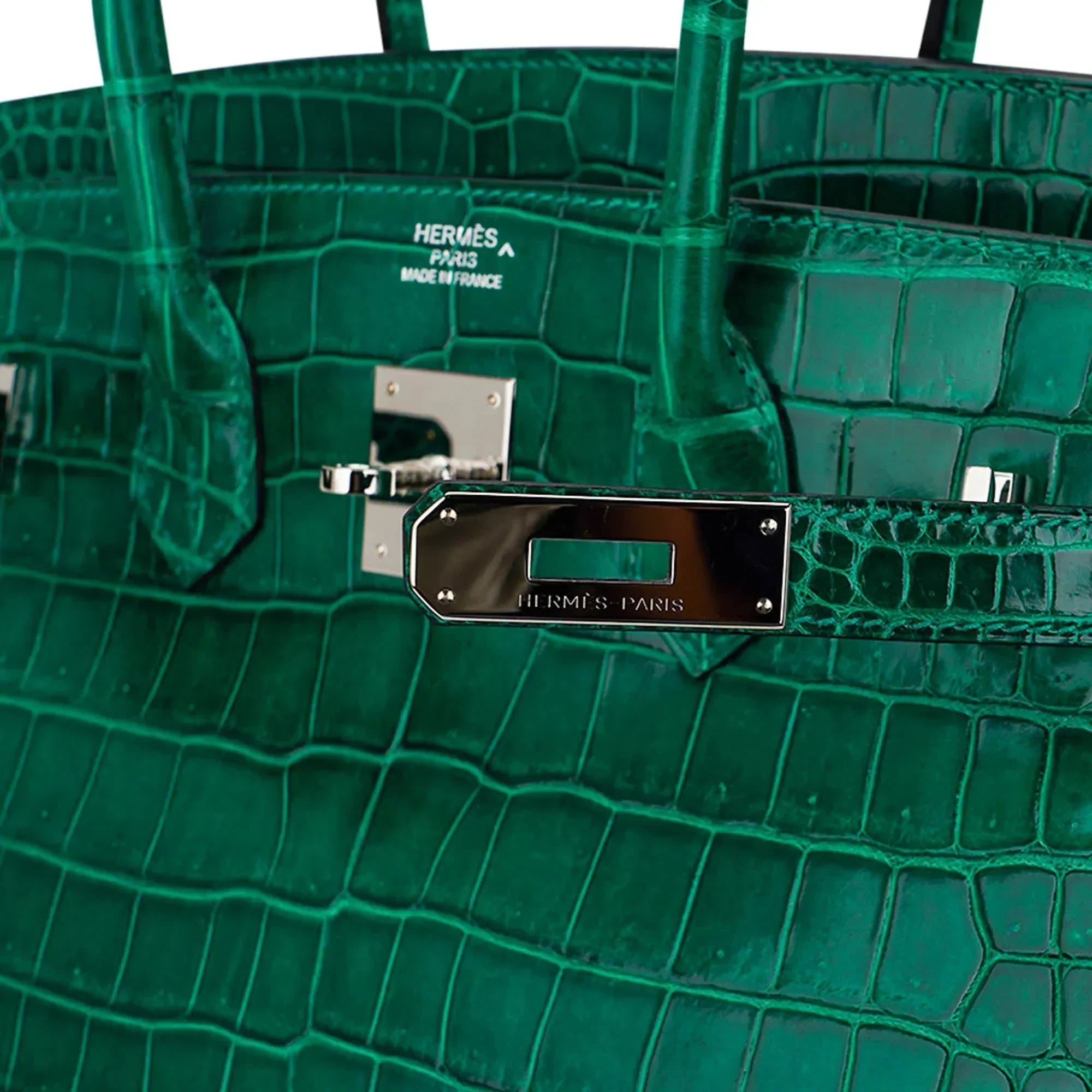 👜Birkin 35 Bag Emerald Porosus Crocodile with Palladium Hardware