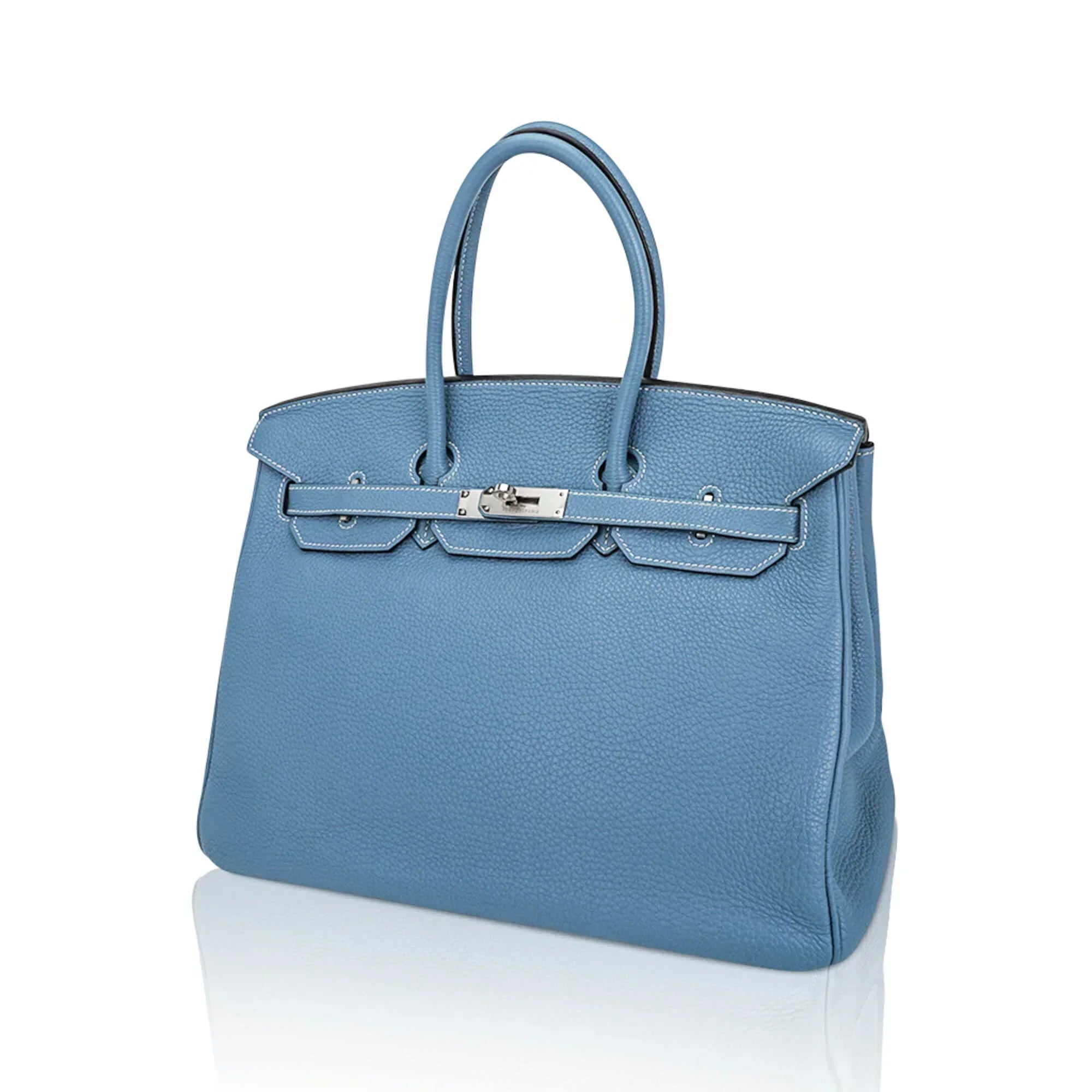👜Birkin 35 Bag Blue Jean Togo Leather with Palladium Hardware