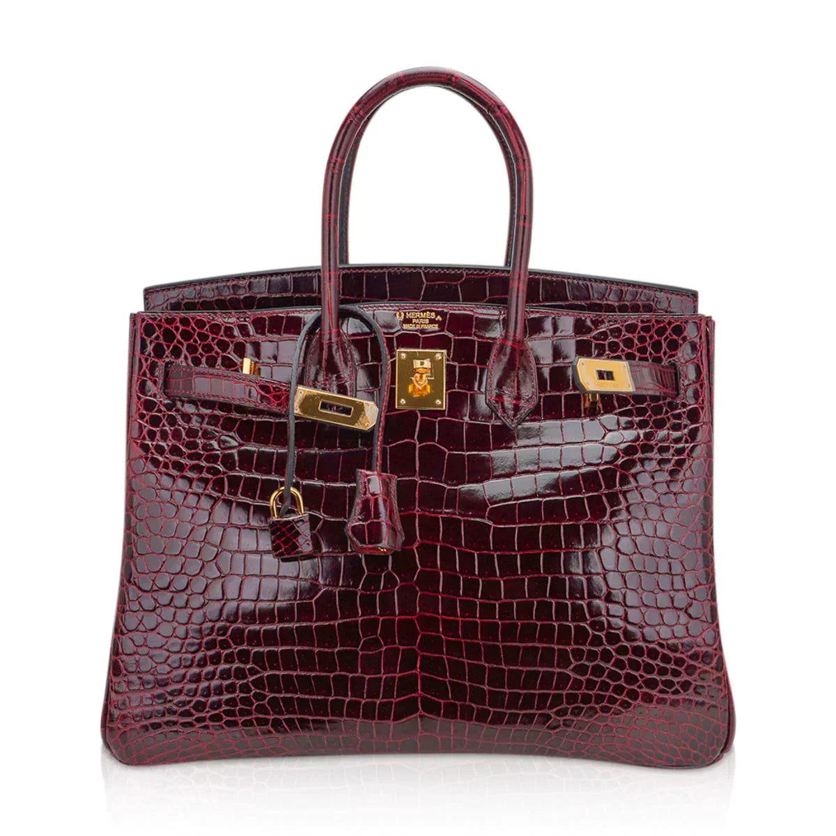 👜Birkin 35 Bag Bordeaux Porosus Crocodile with Gold Hardware