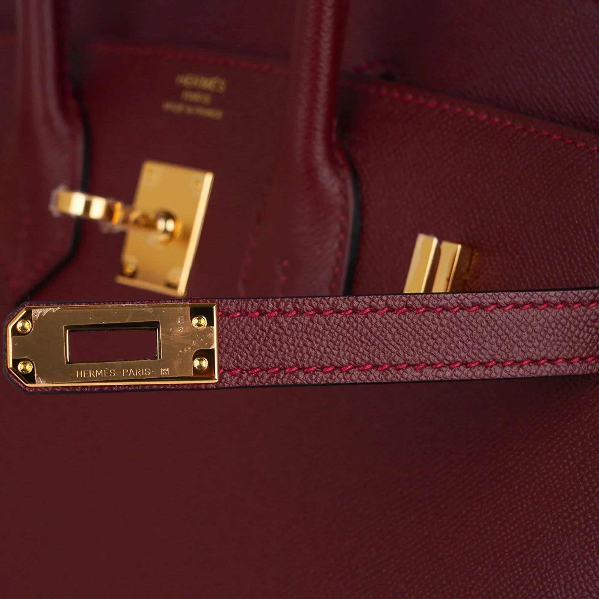 👜Birkin 25 Bag Sellier Rouge H Gold Hardware Veau Madame Leather