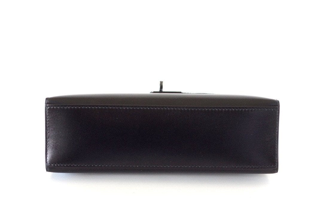 👜Kelly Pochette Clutch Bag Limited Edition So Black Box Leather Very Rare