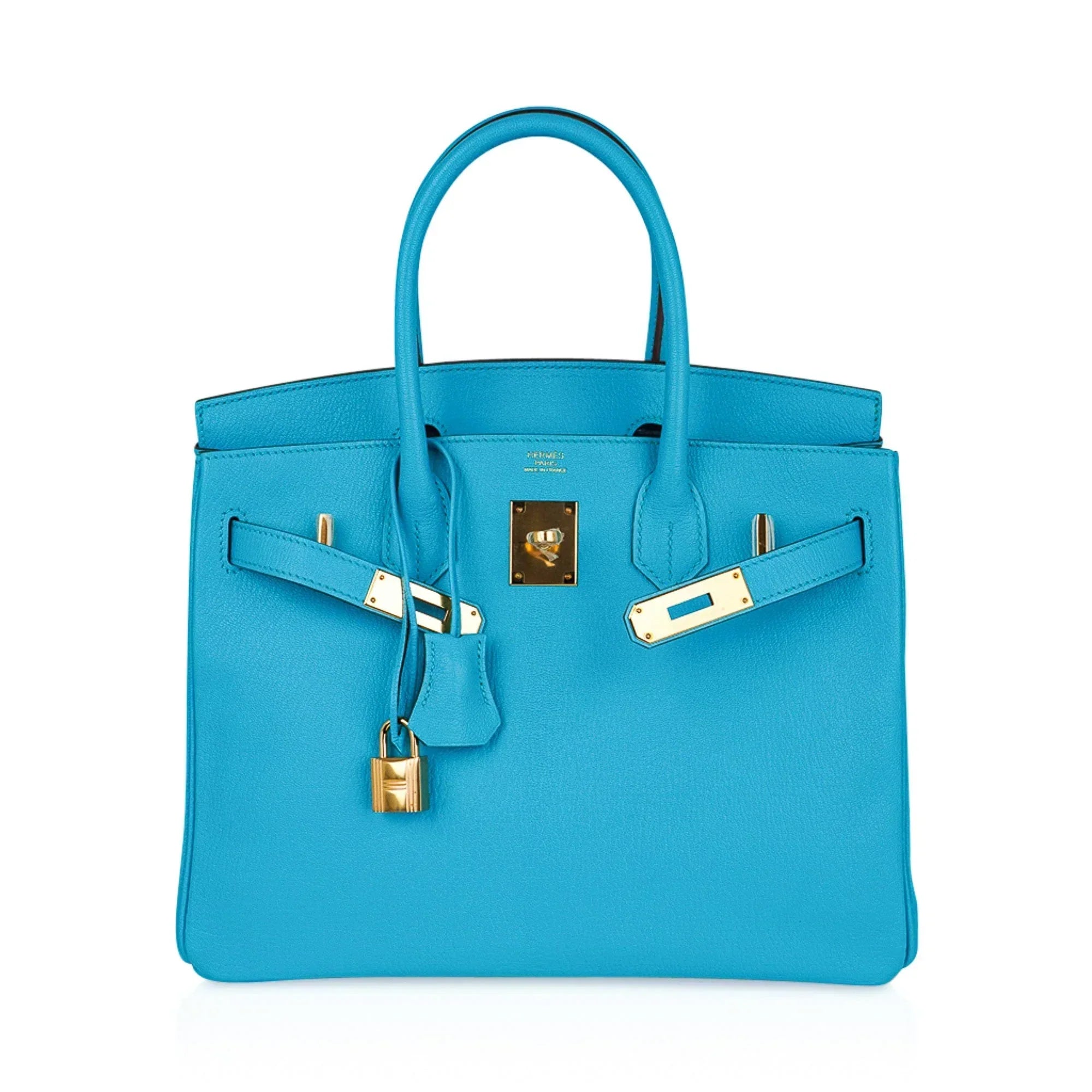 👜Birkin 30 Bleu Aztec Bag Chevre Leather with Gold Hardware