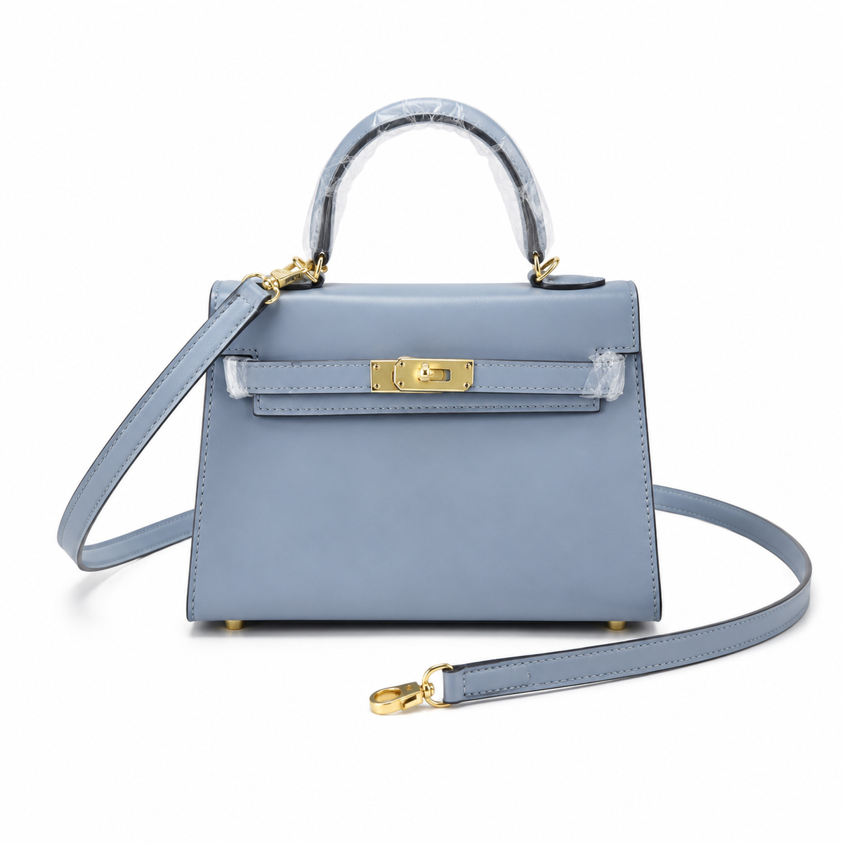 Kelly Sellier 19cm & 22cm & 25cm Bleu Lin Box Calf Leather Gold Hardware & Palladium Hardware Women Handbag