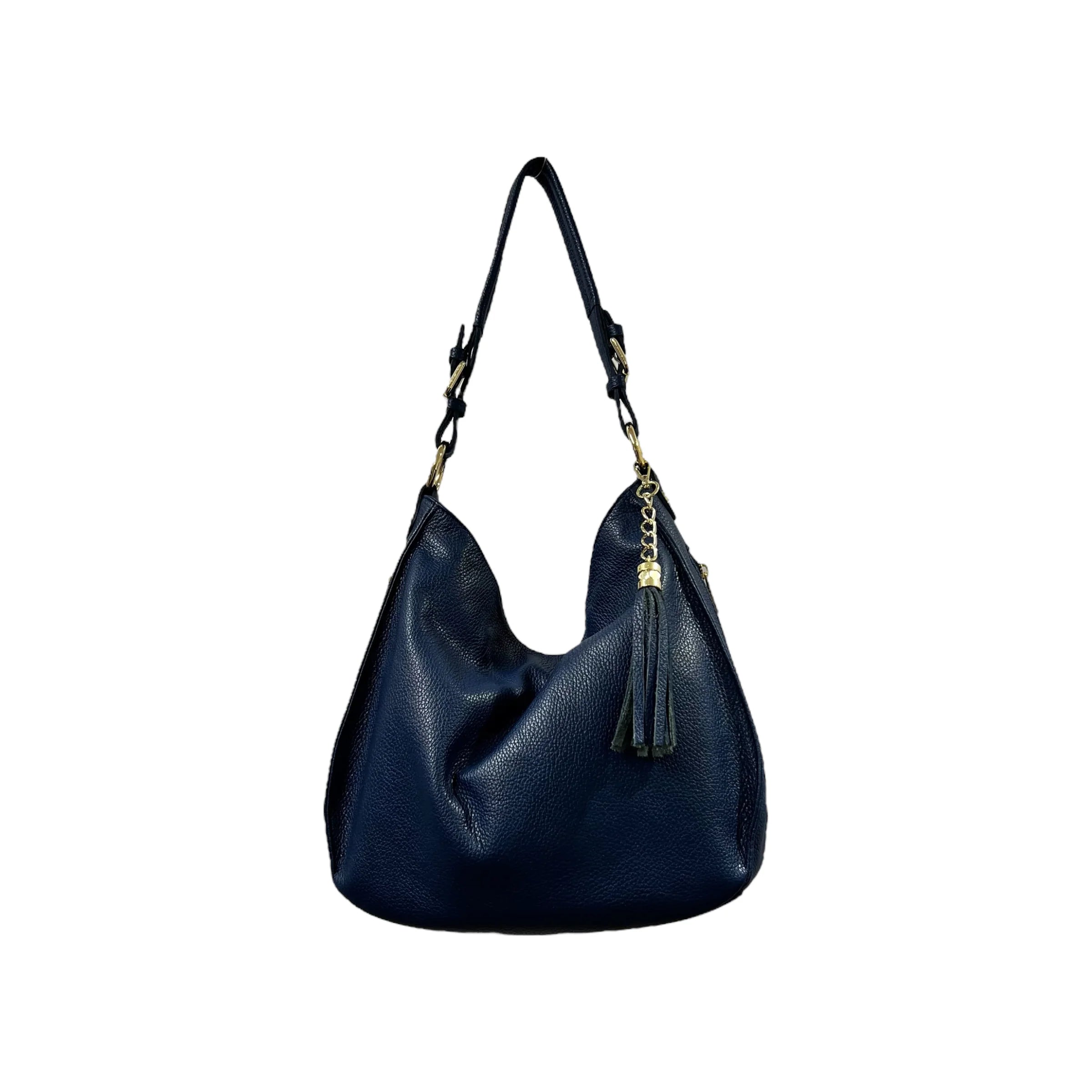 Multi-Tone Textured Slouch Shoulder Carry Sack Metallic Fringe Tassel Accent Multi-Zone Internal Storage Layout Handbag