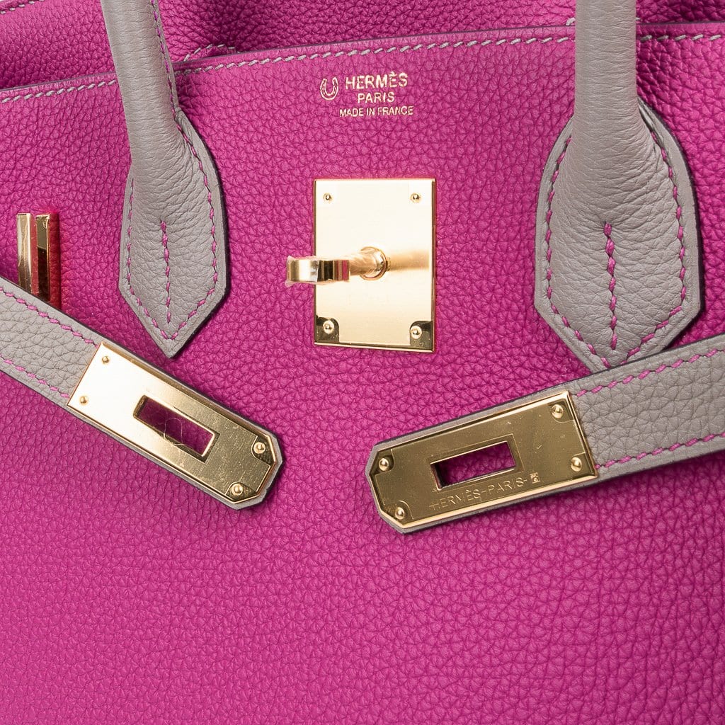 👜Special Order HSS Birkin 30 Bag Rose Pourpre & Gris Asphalte Togo Leather with Gold Hardware