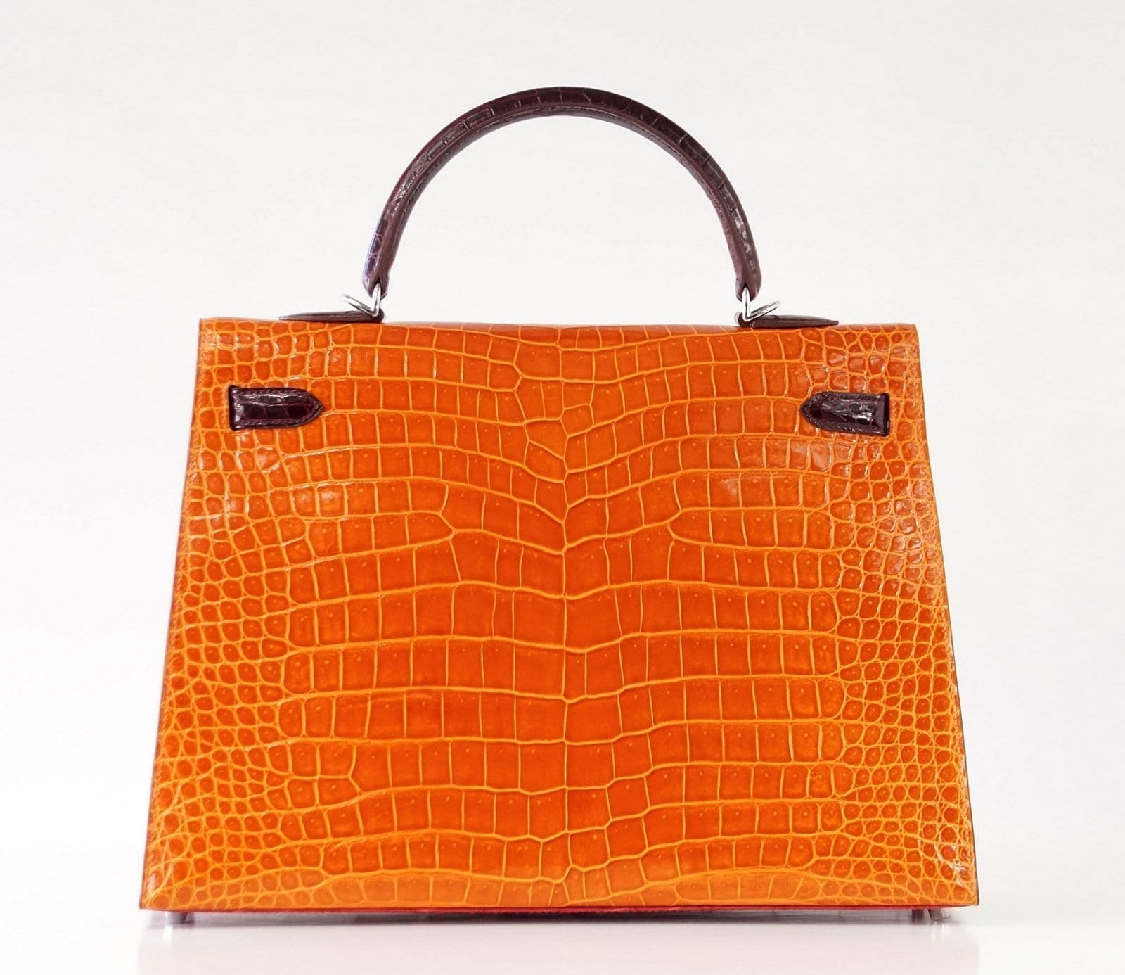 👜Kelly 35 Bag Tri Color Horseshoe Porosus Crocodile Palladium