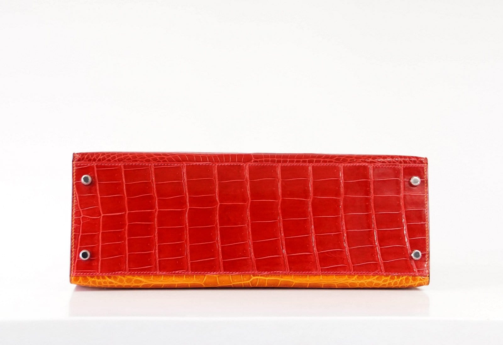 👜Kelly 35 Bag Tri Color Horseshoe Porosus Crocodile Palladium