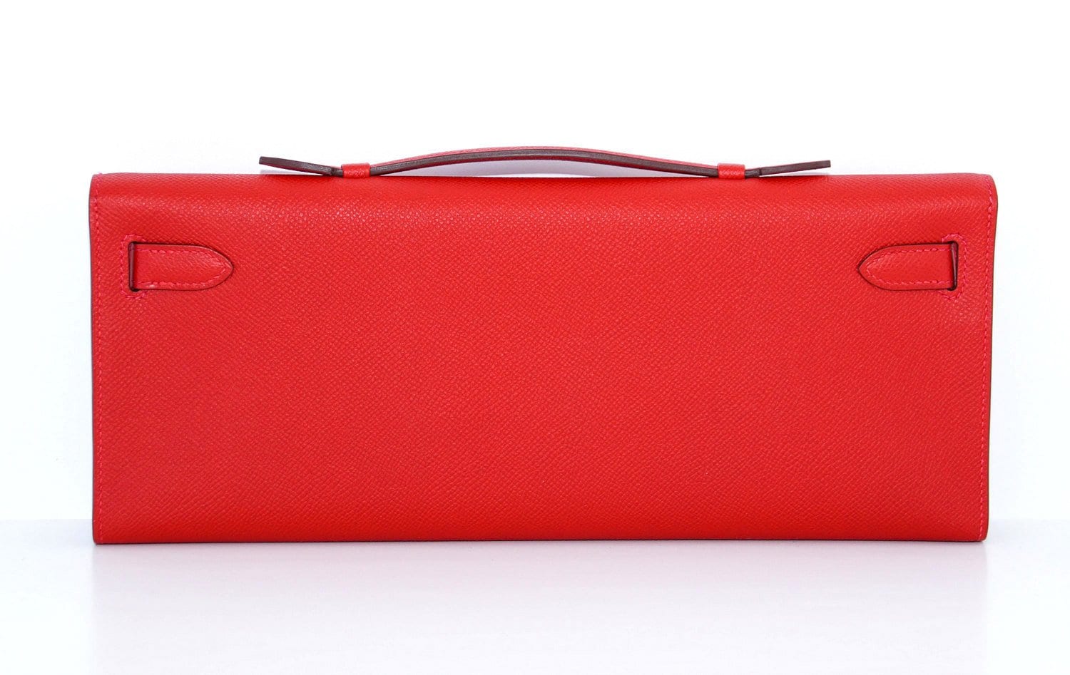 👜Kelly Cut Bag Clutch Rouge Casaque Epsom Palladium