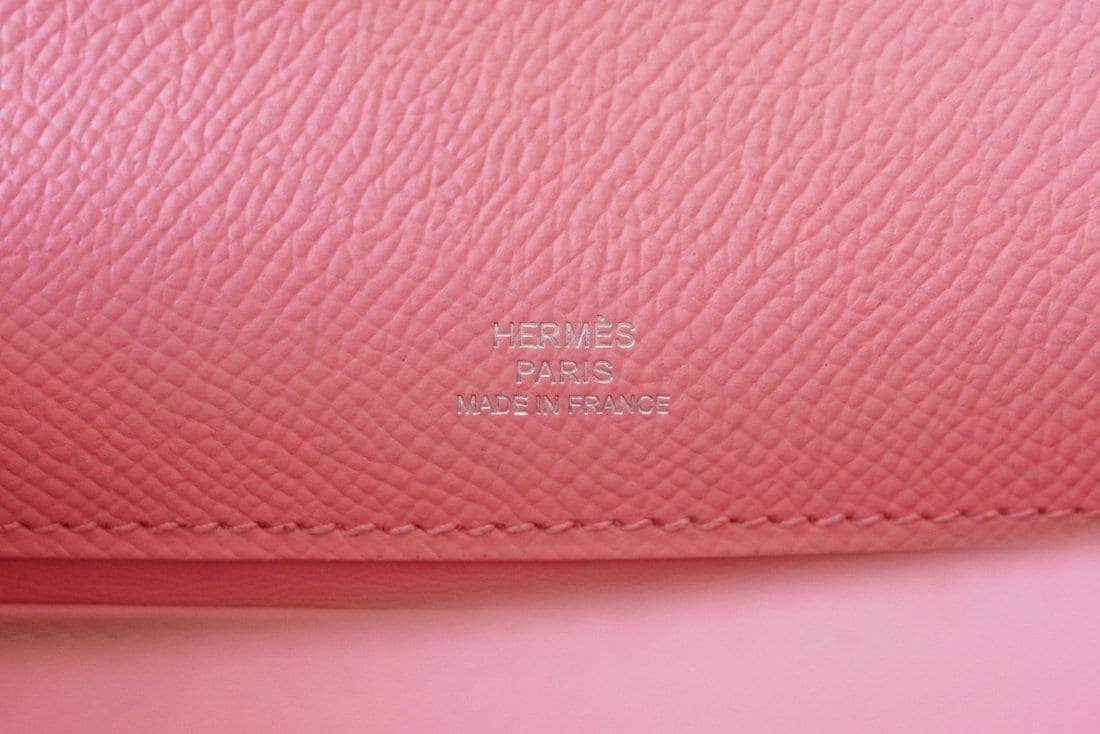 👜Kelly Pochette Clutch Bag Rose Confetti Pink Epsom Palladium