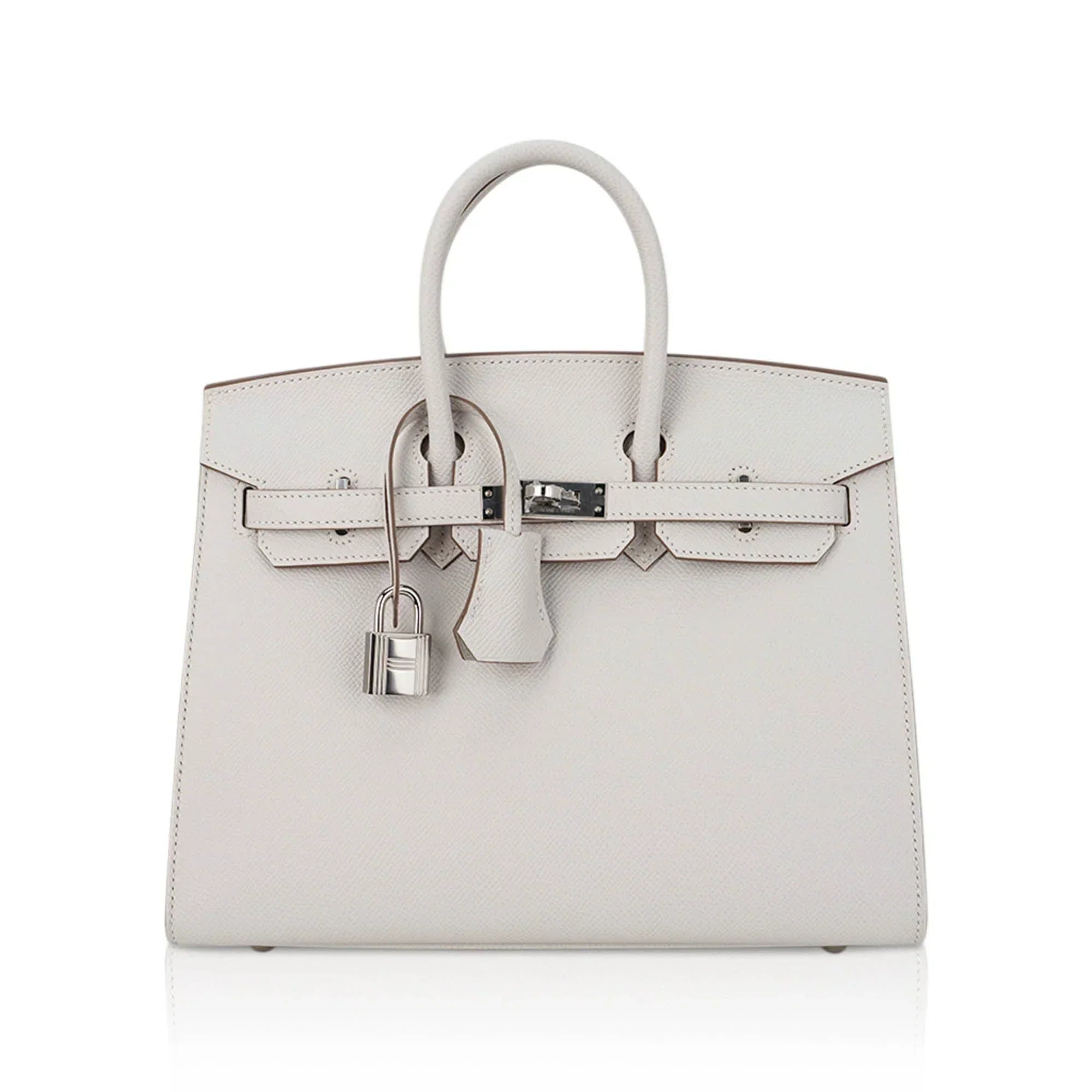 👜Birkin Sellier 25 Bag Gris Pale Epsom Leather with Palladium Hardware