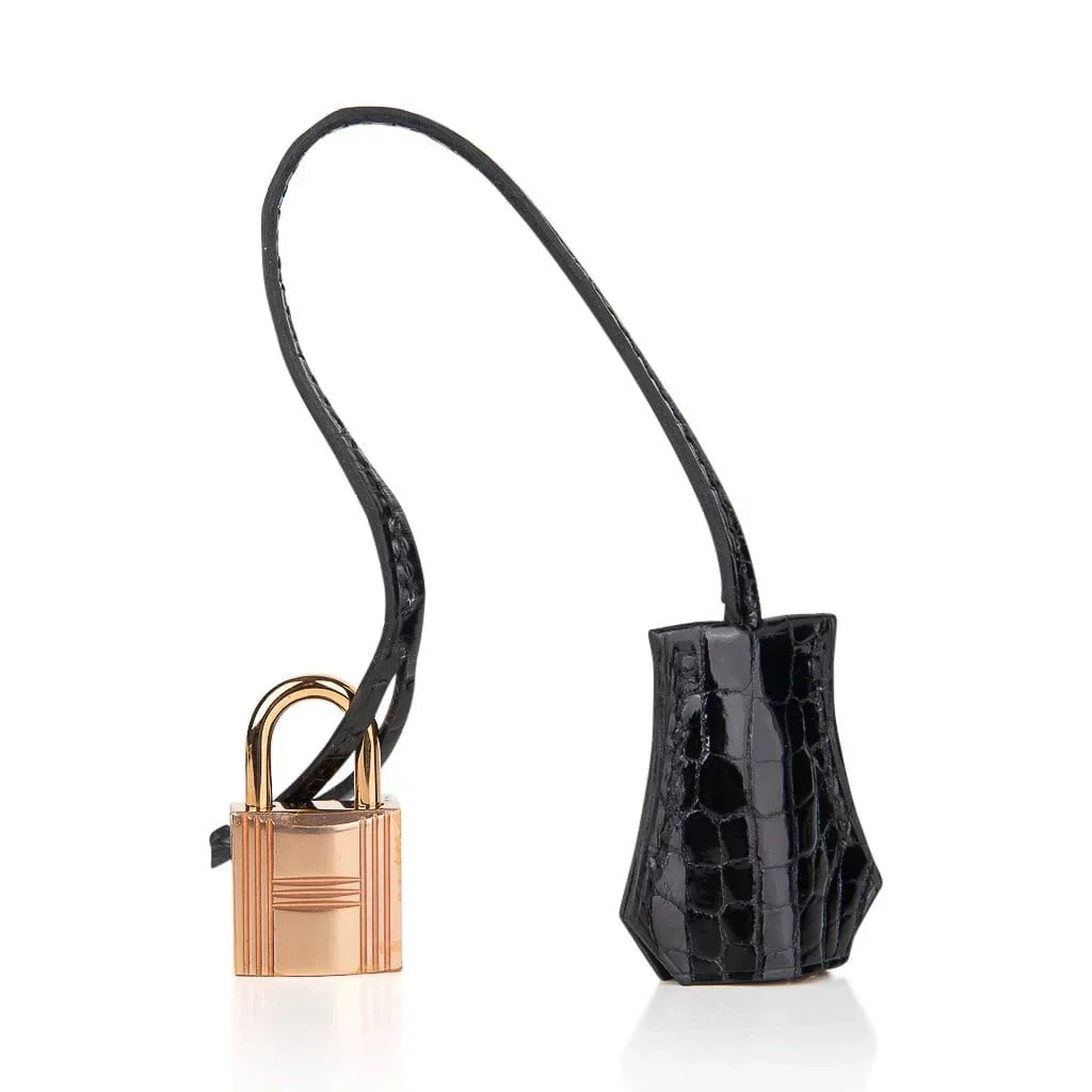 👜Birkin 30 Touch Bag Black Crocodile / Black Leather Rose Gold Hardware