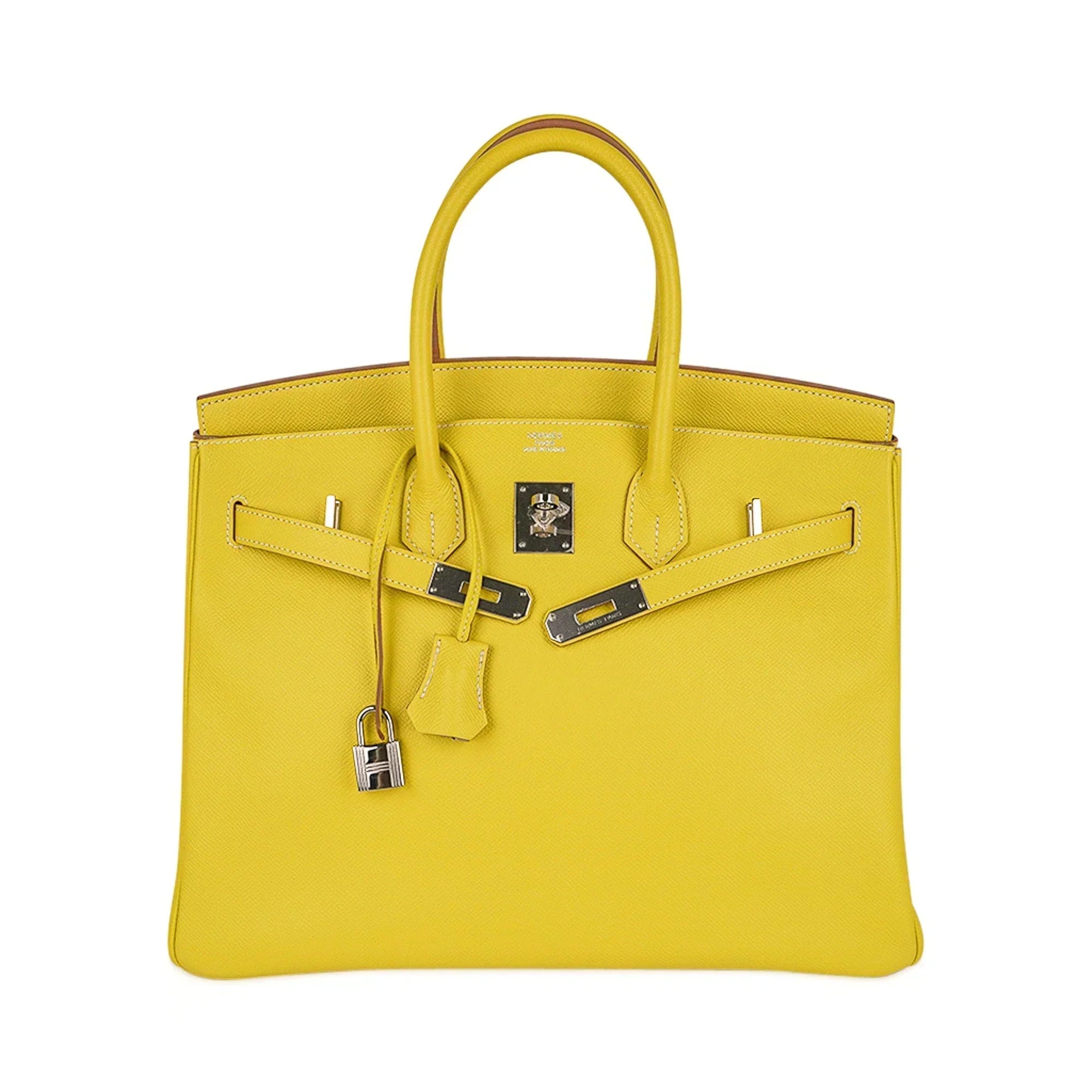 👜Birkin 35 Lime Candy Limited Edition Bag Epsom Palladium