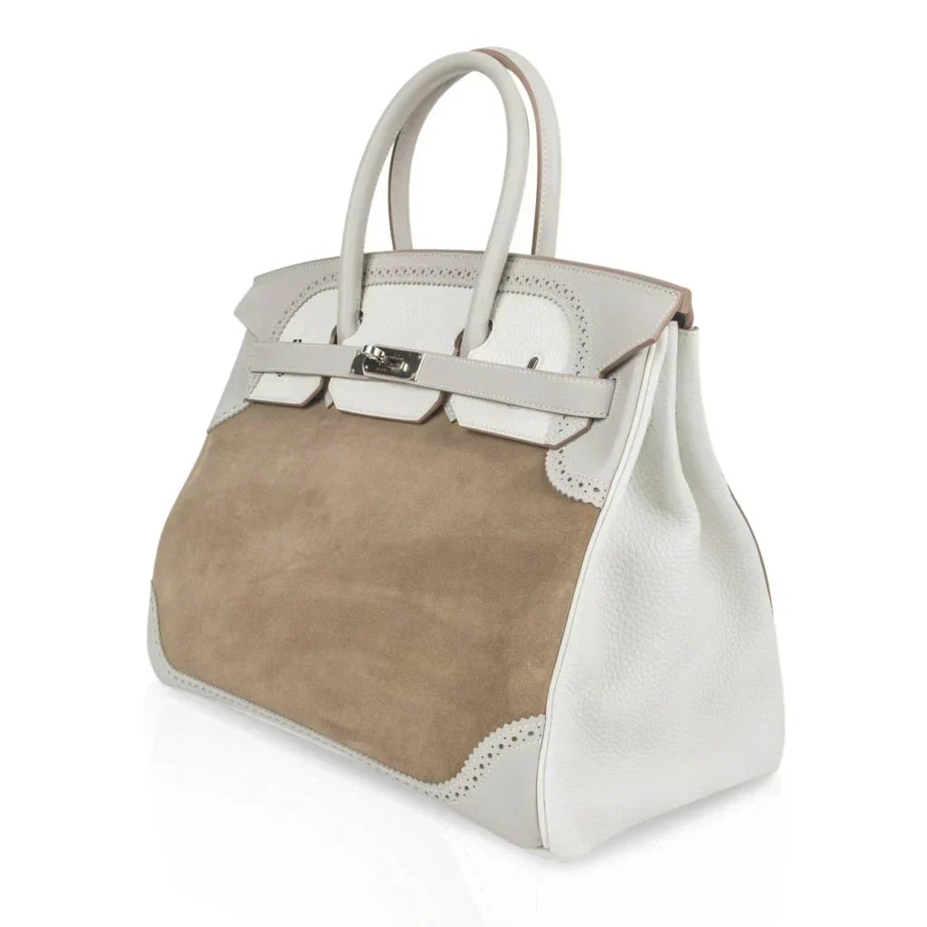 👜Birkin 35 Bag Grizzly Ghillies Gris Perle Gris Caillou Colour Limited Edition Rare