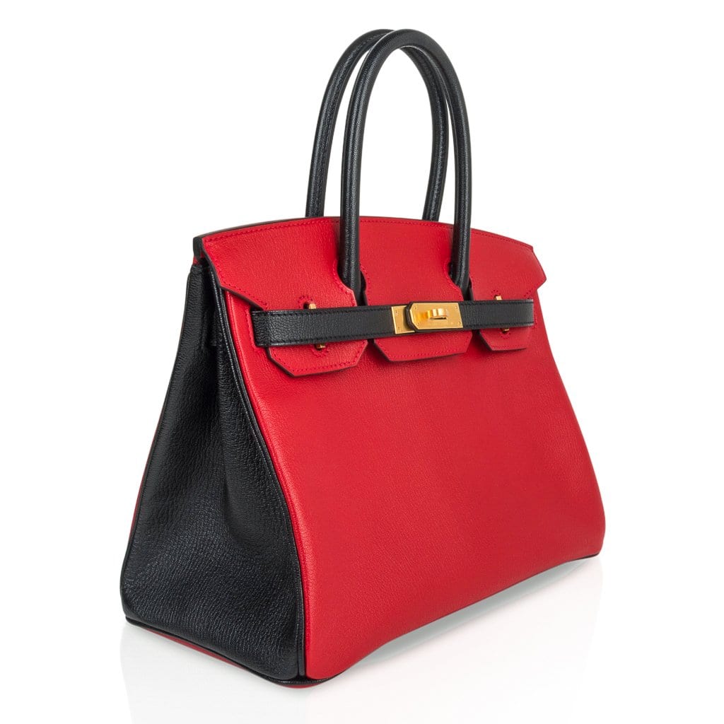 👜Birkin HSS 30 Bag Rouge Casaque and Black Chevre Brushed Gold Hardware