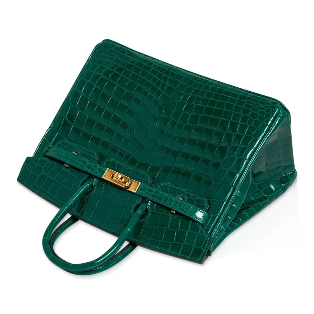 👜Birkin 25 Bag Emerald Crocodile Gold Hardware