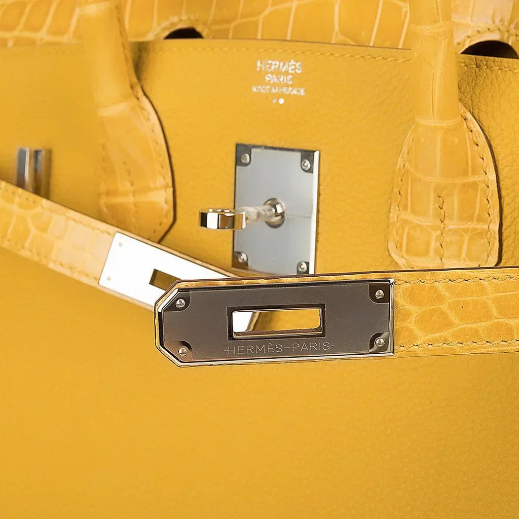 👜Birkin Touch 30 Bag Jaune Ambre Crocodile / Togo Limited Edition