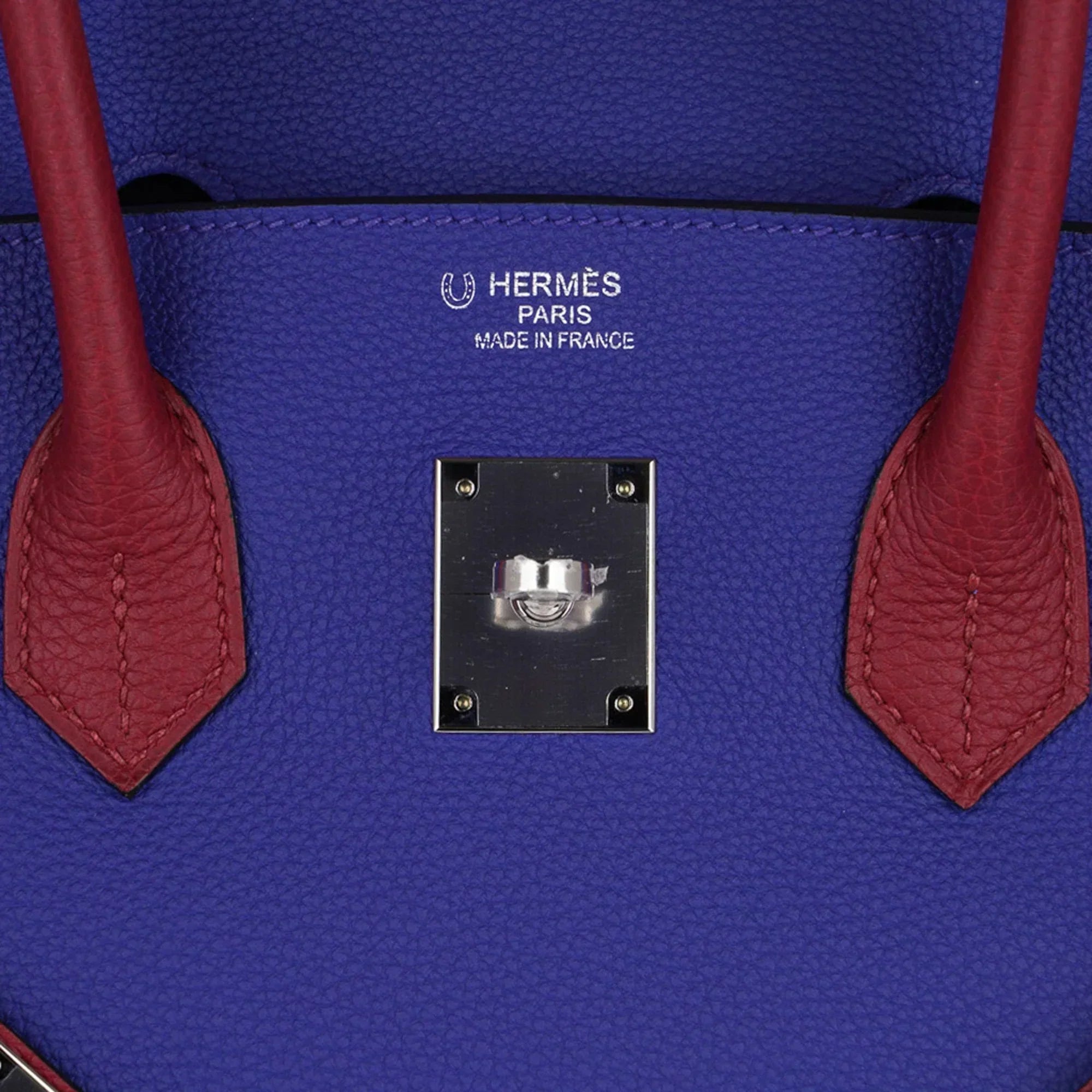 👜Special Order HSS Birkin 35 Bag Blue Electric & Rouge Granat Togo Leather with Palladium Hardware