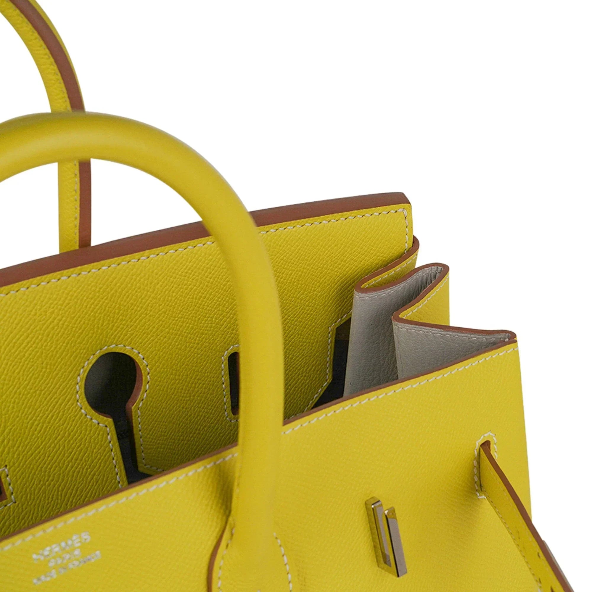 👜Birkin 35 Lime Candy Limited Edition Bag Epsom Palladium