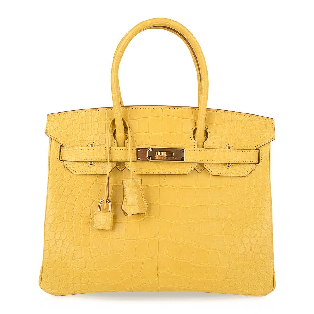 👜Birkin 30 Bag Mimosa Matte Alligator Gold Hardware