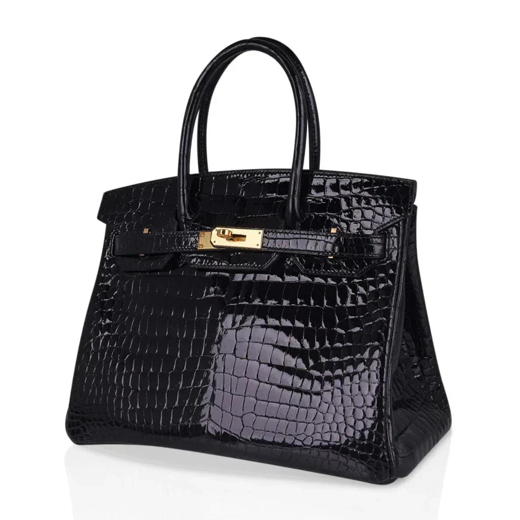 👜Birkin 30 Bag Black Porosus Crocodile with Gold Hardware