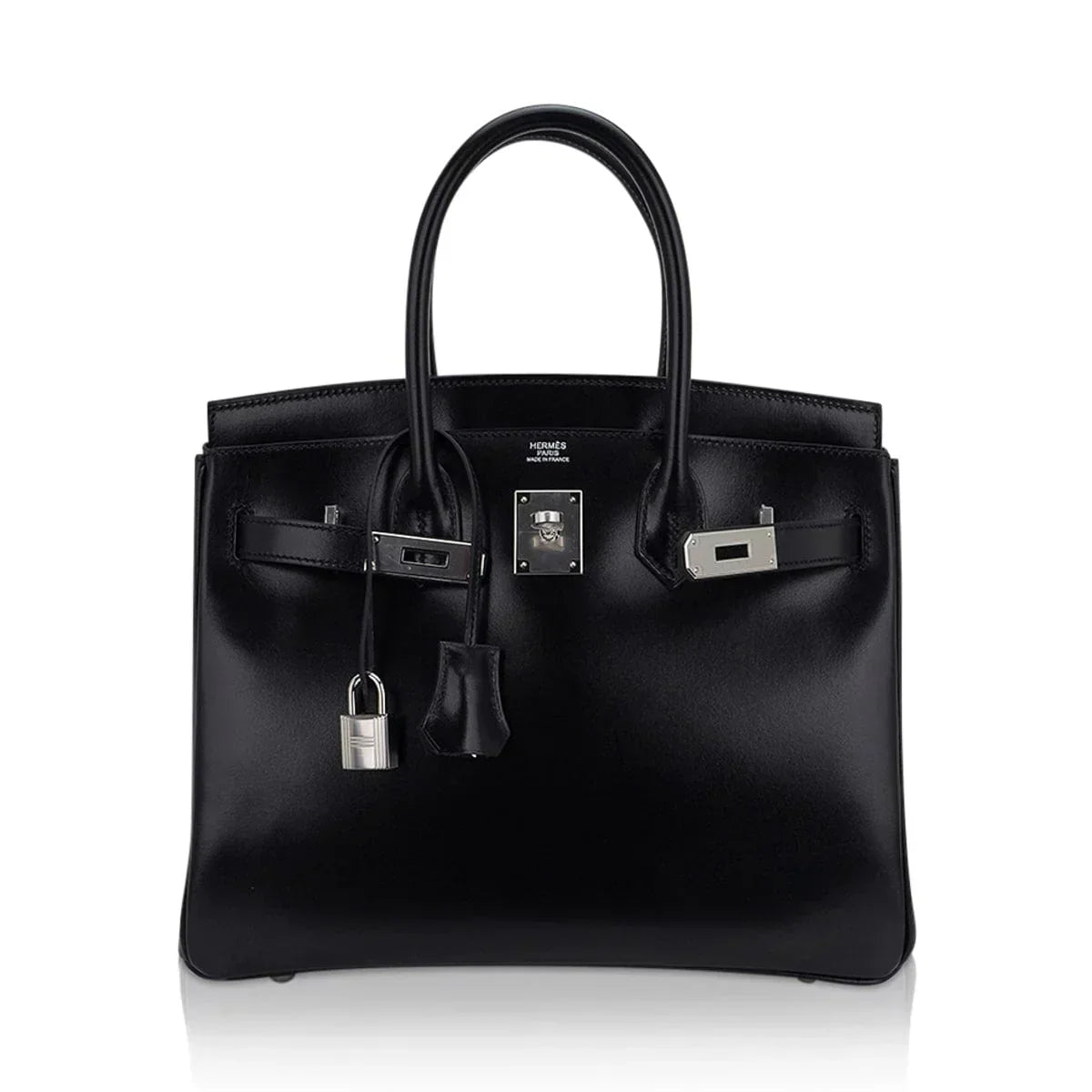 👜Birkin 30 Black Box Leather Bag Palladium Hardware
