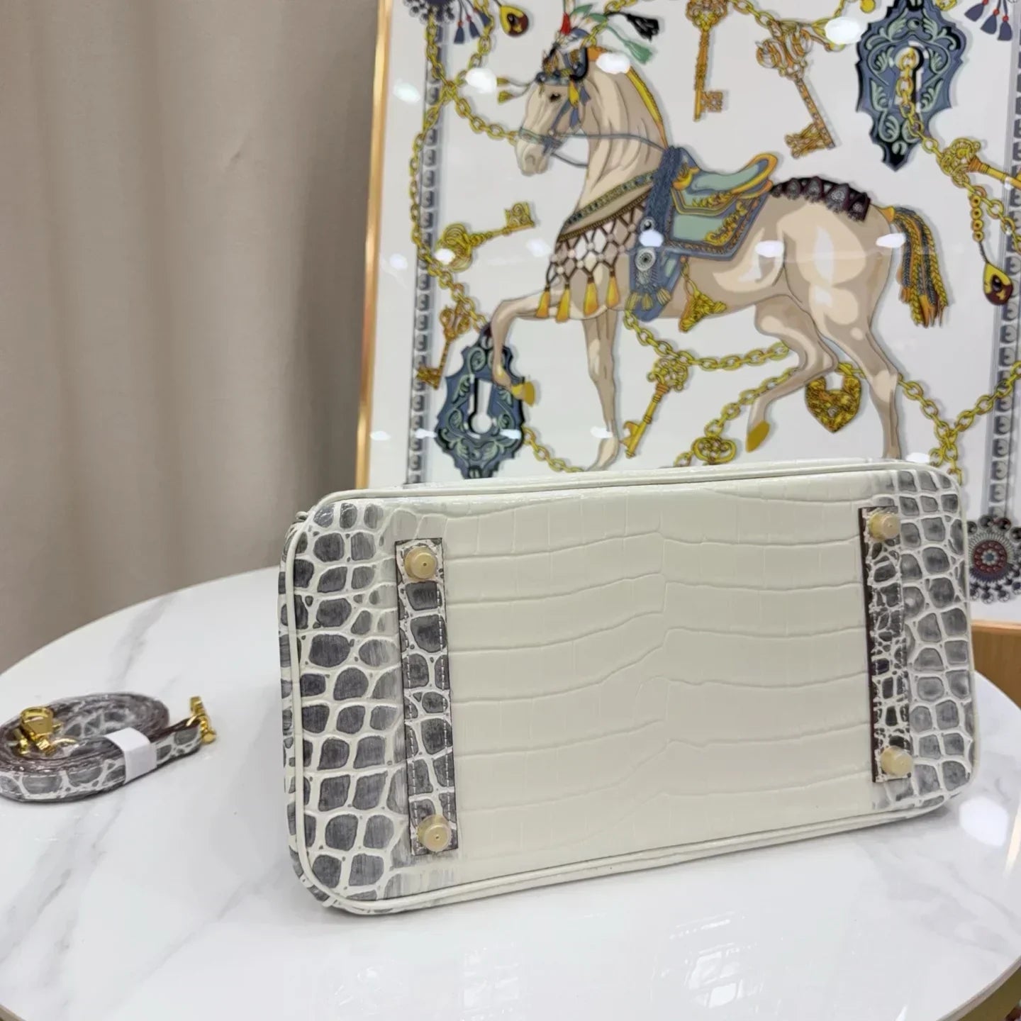 👜Birkin Bag Crocodile-Grain Cowhide Leather Gold Hardware