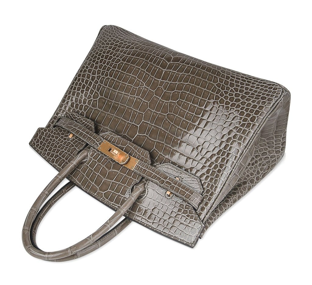 👜Birkin HSS 30 Bag Gris Tourterelle / Blue Sapphire Porosus Crocodile Limited Edition