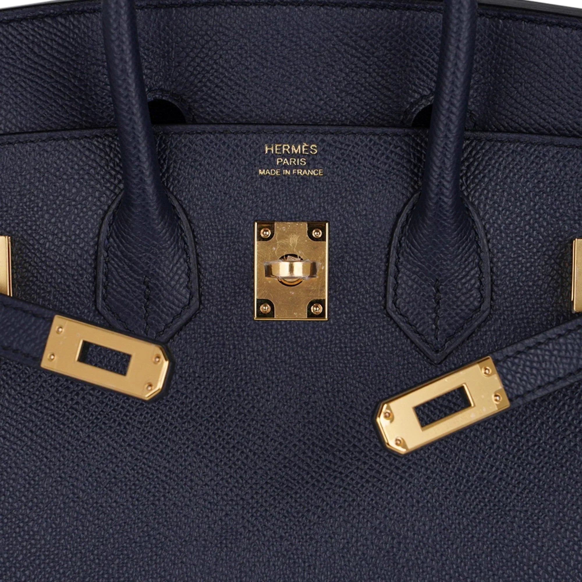 👜Birkin 25 Sellier Bag Bleu Indigo Gold Hardware Epsom Leather New w/Box