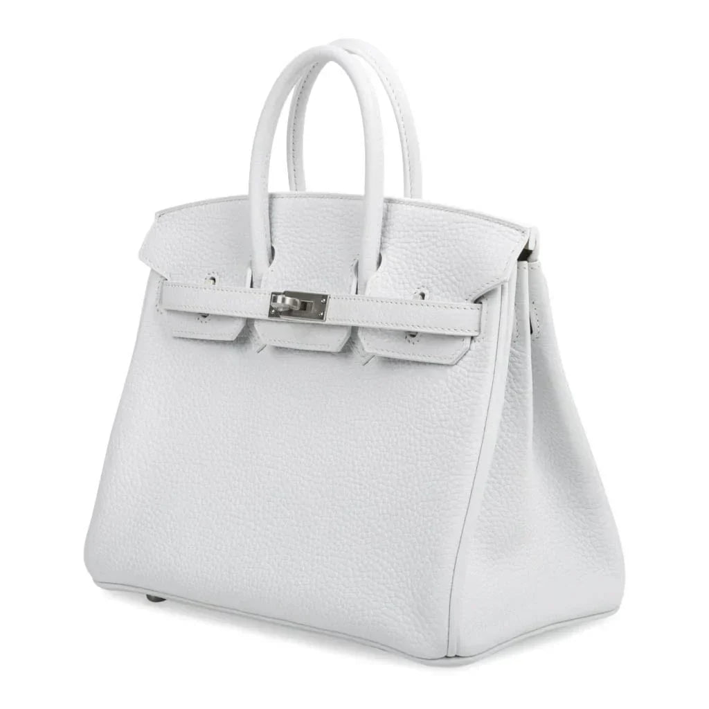 👜Birkin 25 Bag HSS White Clemence Trench Interior Brushed Palladium Hardware