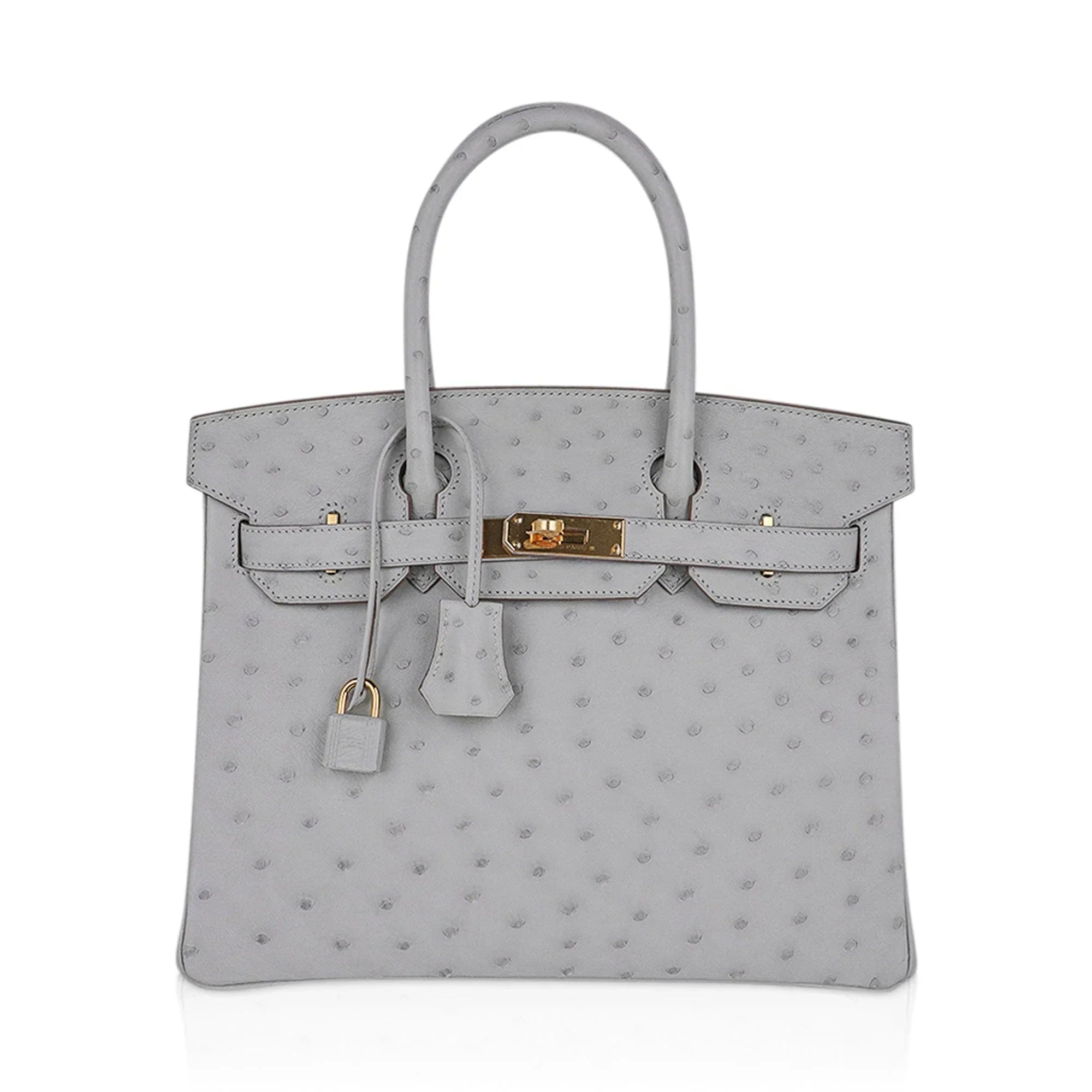 👜Birkin 30 Bag Gris Perle Ostrich with Gold Hardware