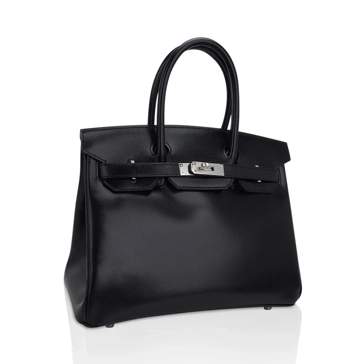 👜Birkin 30 Black Box Leather Bag Palladium Hardware