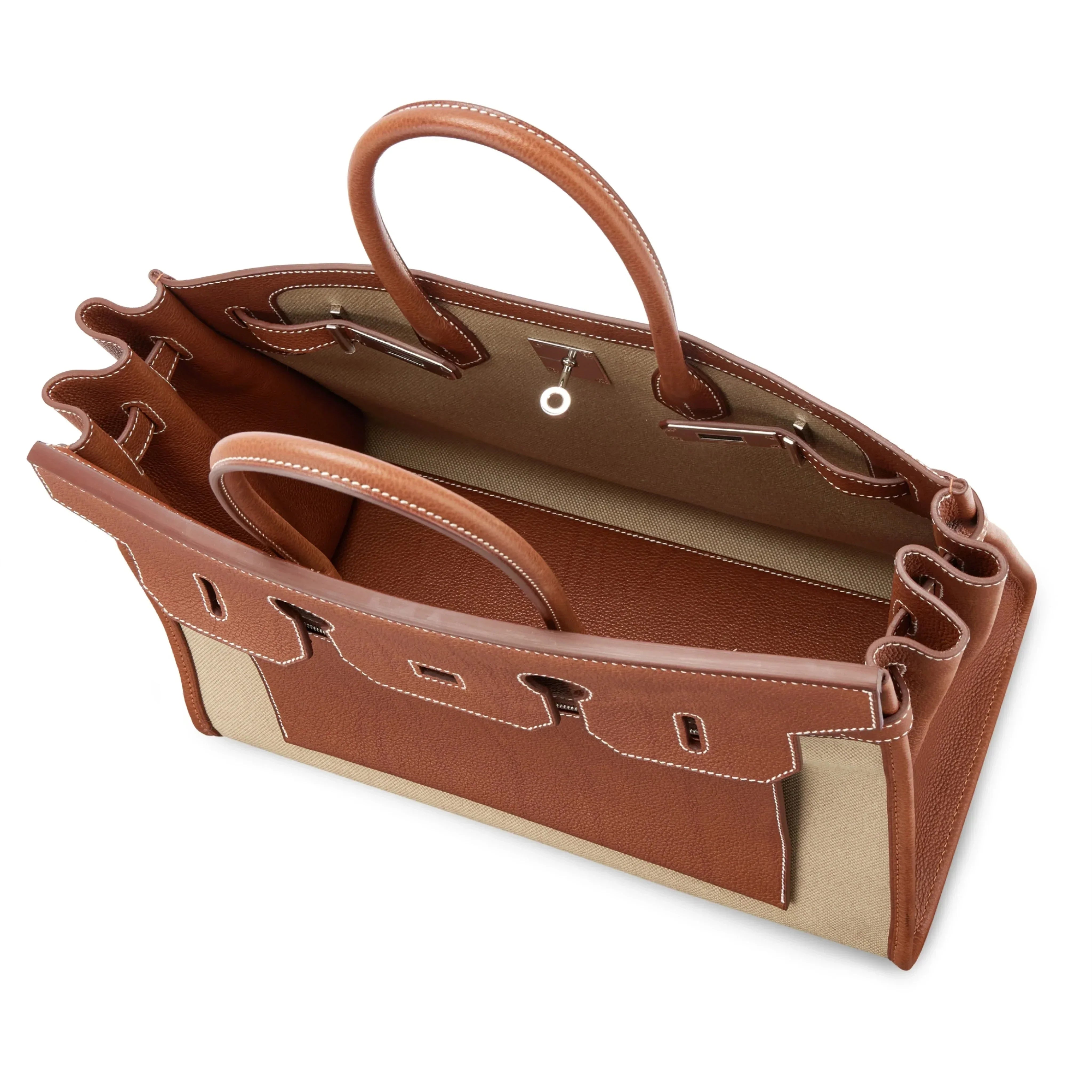 👜Birkin 35 L'Envers Edition Fauve Barenia Faubourg Palladium Hardware