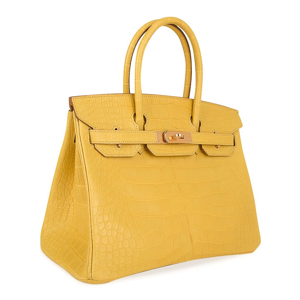 👜Birkin 30 Bag Mimosa Matte Alligator Gold Hardware