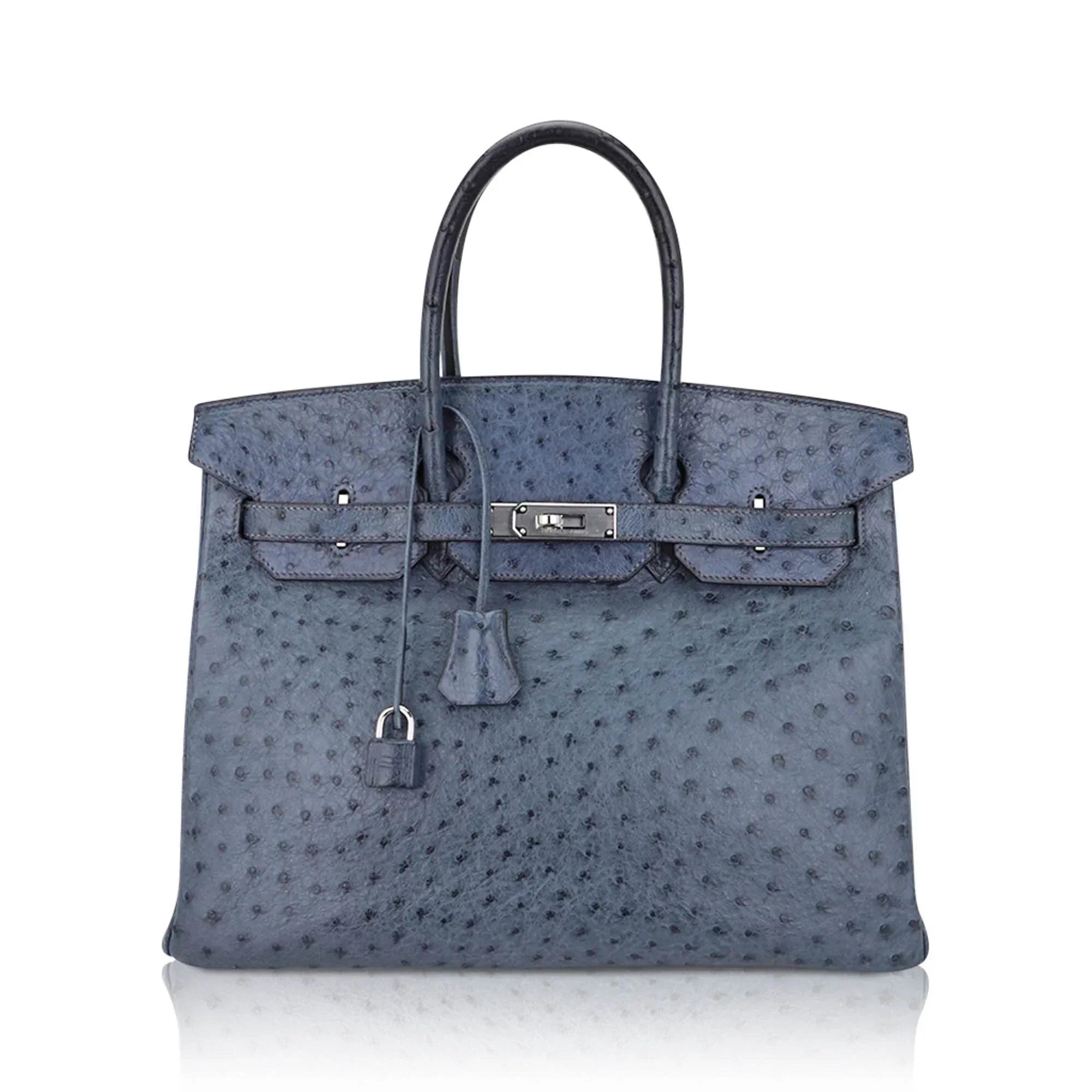 👜Birkin Vintage 35 Bag Blue Roi Ostrich Palladium Hardware