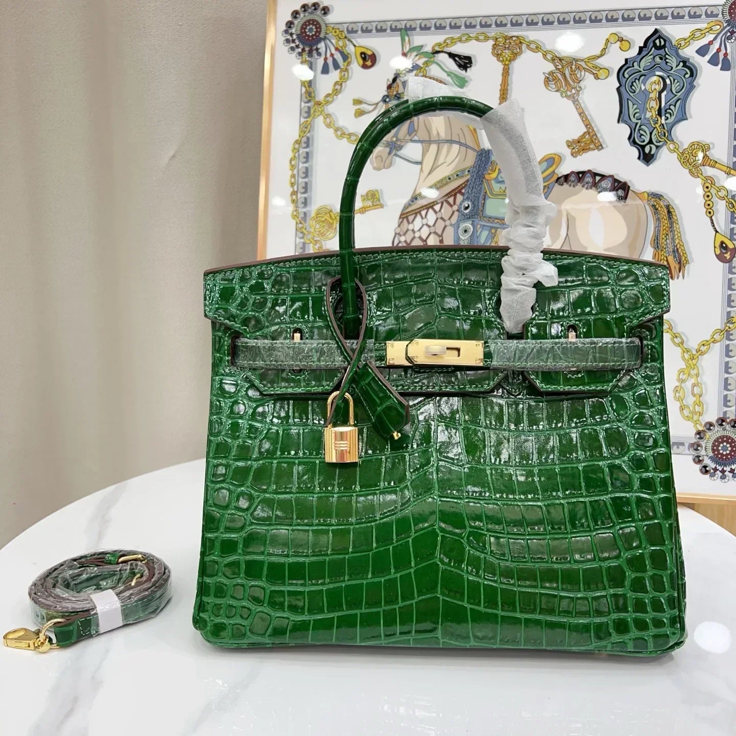 👜Birkin Emerald Shiny Niloticus Crocodile Gold Hardware