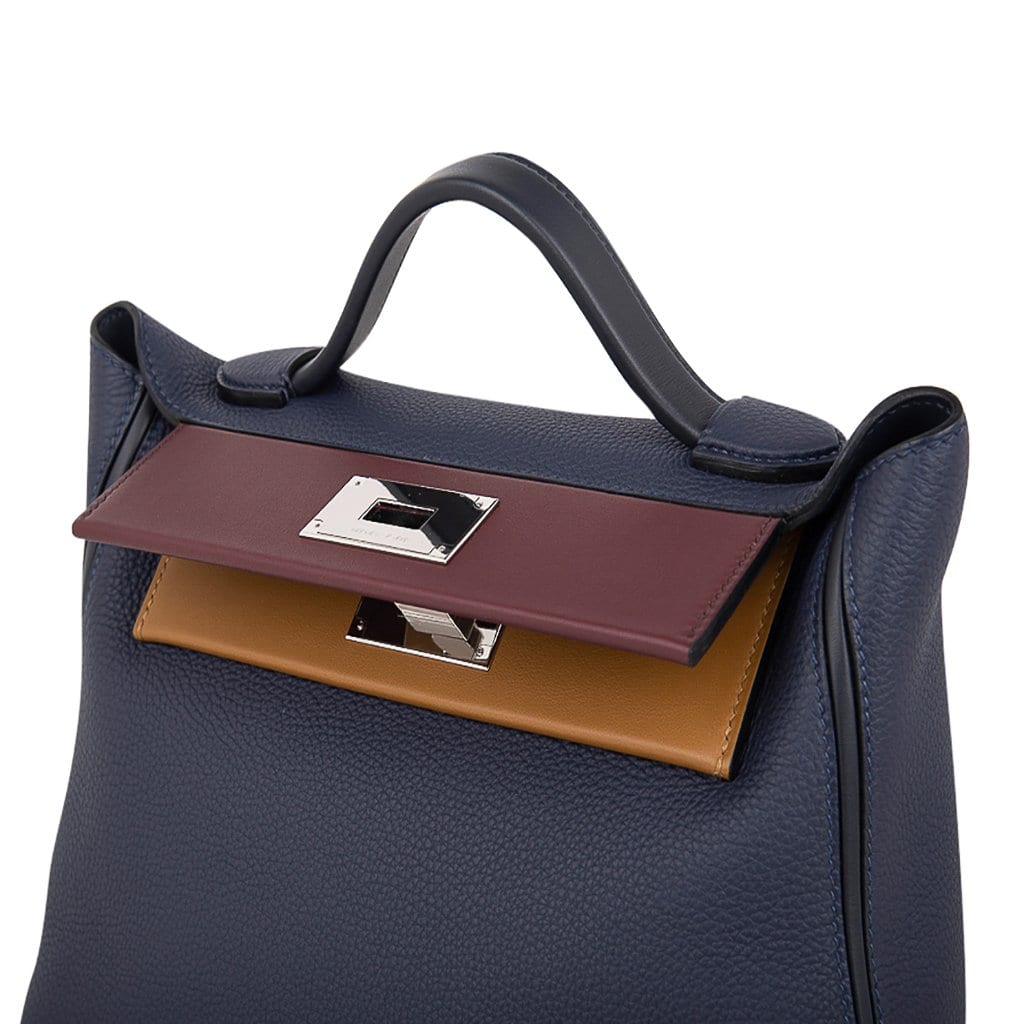 👜24 24 29 Bag Blue Nuit Indigo Bordeaux Kraft Palladium