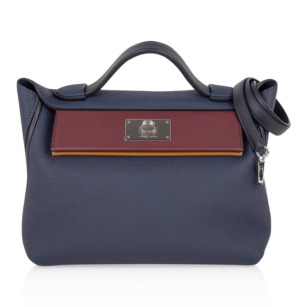 👜24 24 29 Bag Blue Nuit Indigo Bordeaux Kraft Palladium